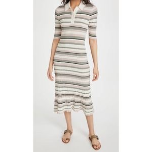 Adam Lippes Striped Midi Polo Dress